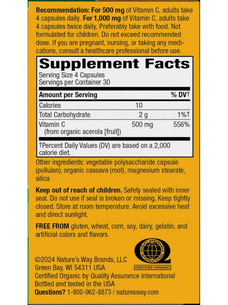 Nature's Way, Alive! Vitamin C, 120 Vegan Capsules
