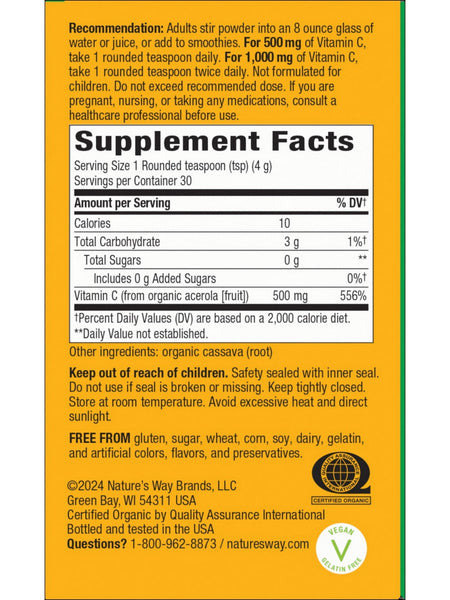 Nature's Way, Alive! Vitamin C Powder, 4.23 oz