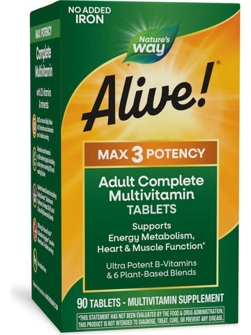 Nature's Way, Alive!® MAX3 Potency Multivitamin (no iron), 90 tablets