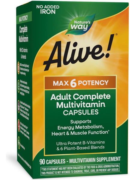 Nature's Way, Alive!® MAX6 Daily Multivitamin (no iron), 90 capsules