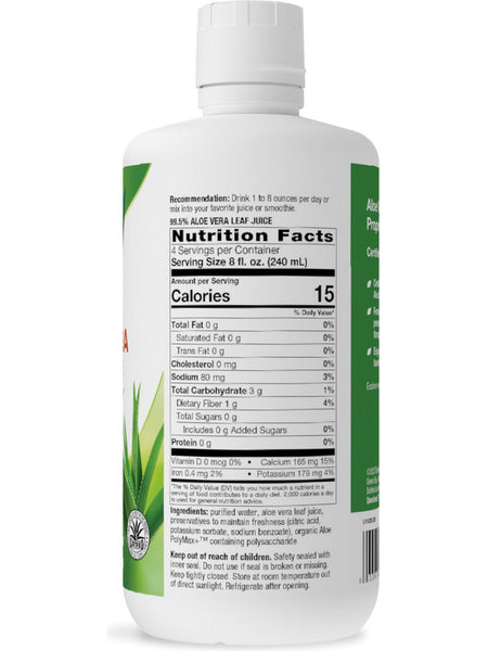 Nature's Way, Aloe Vera Leaf Juice with Aloe Polymax+, Unflavored, 33.8 fl oz
