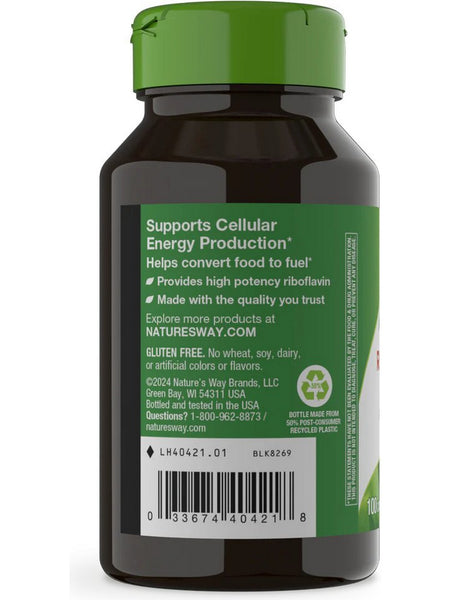 Nature's Way, Riboflavin Vitamin B2, 100 capsules