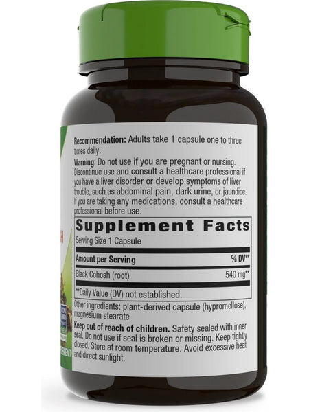 Nature's Way, Black Cohosh Root, 540 mg, 100 Vegan Capsules