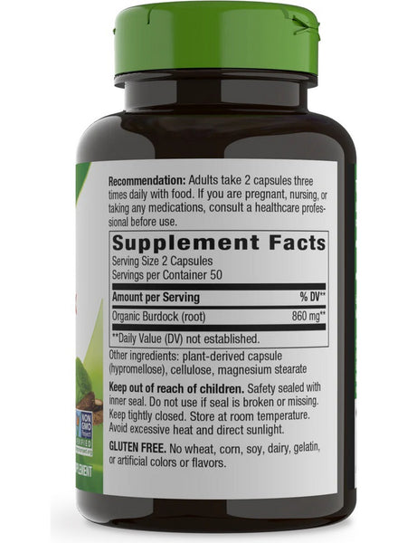 Nature's Way, Burdock Root, 100 vegan capsules
