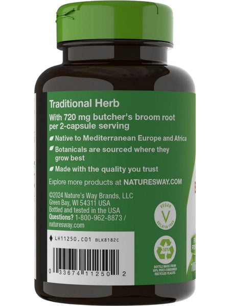 Nature's Way, Butcher's Broom Root, 100 Vegan Capsules