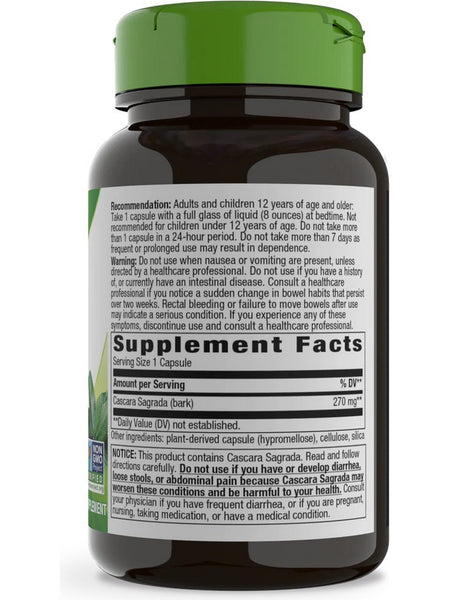 Nature's Way, Cascara Sagrada, 270 mg, 100 Vegan Capsules