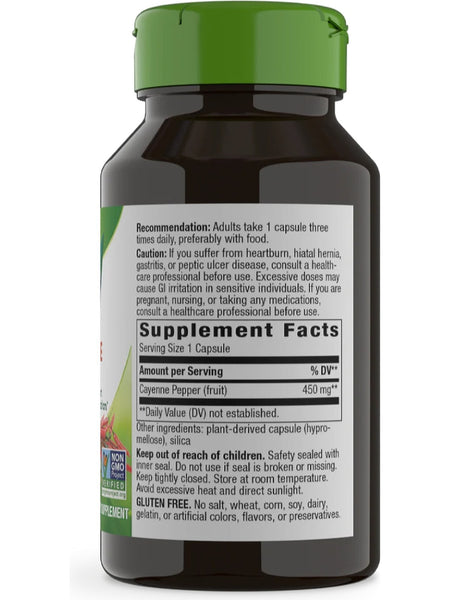 Nature's Way, Cayenne Fruit 40,000 SHU Potency, 100 vegan capsules