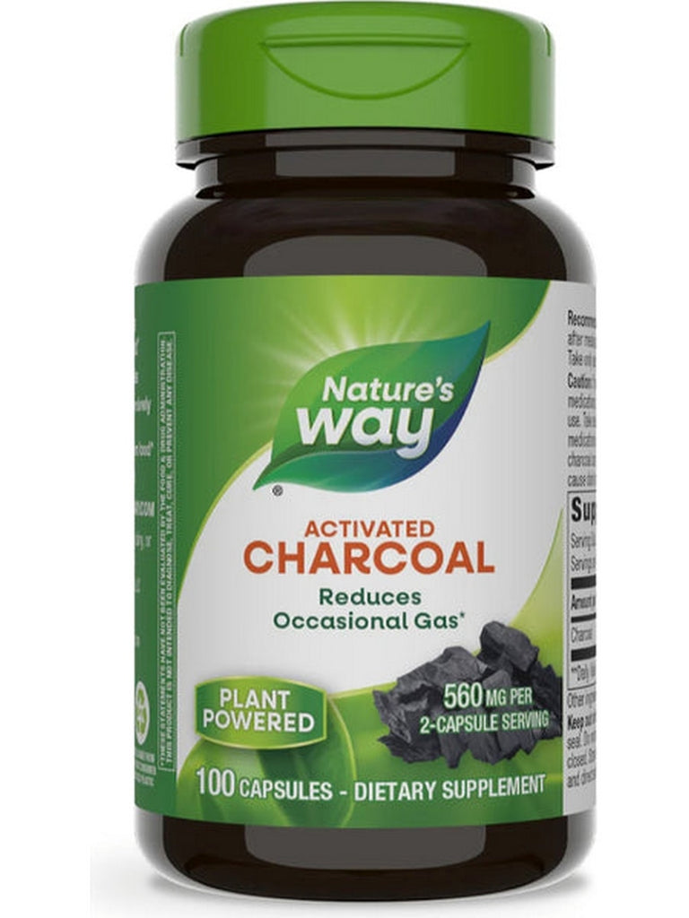 Natures Way, Activated Charcoal, Green Bottle, 100 Capsules