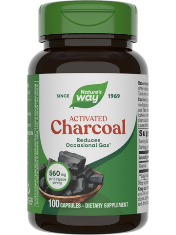 Natures Way, Activated Charcoal, Green Bottle, 100 Capsules