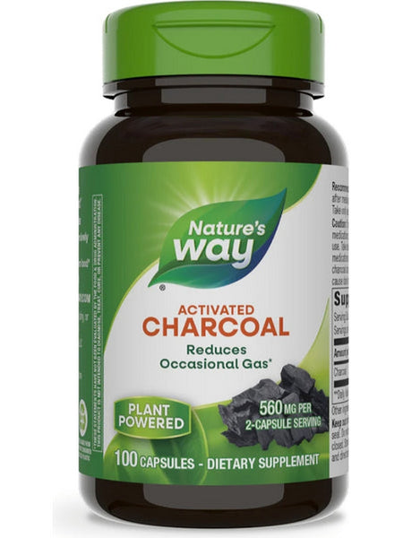Natures Way, Activated Charcoal, Green Bottle, 100 Capsules