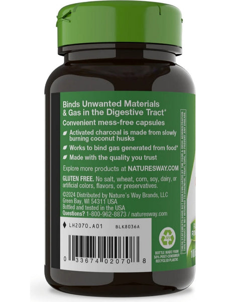 Natures Way, Activated Charcoal, Green Bottle, 100 Capsules