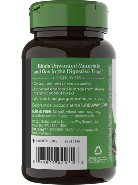 Natures Way, Activated Charcoal, Green Bottle, 100 Capsules