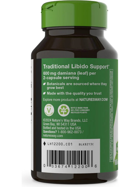 Nature's Way, Damiana Leaves, 100 vegan capsules