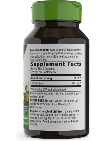 Nature's Way, Damiana Leaves, 100 vegan capsules