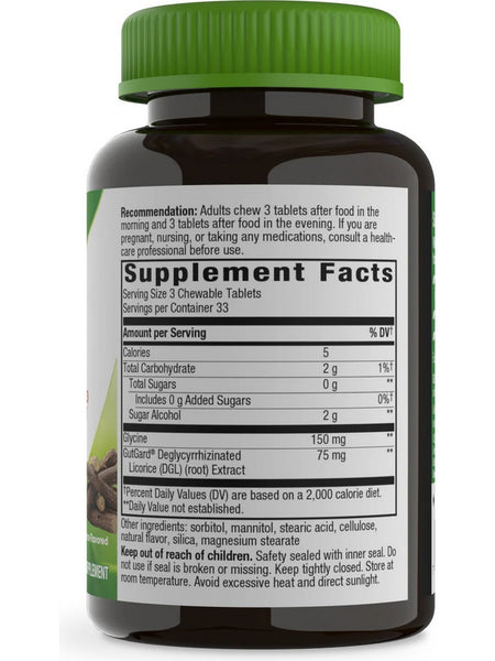 Nature's Way, DGL Sugar Free, Licorice, 100 Chewable Tablets