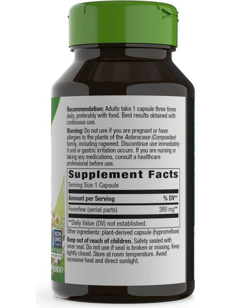 Nature's Way, Feverfew Herb, 380 mg, 100 Vegan Capsules