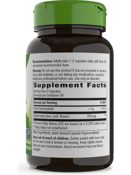Nature's Way, Goldenseal Herb, 100 vegan capsules