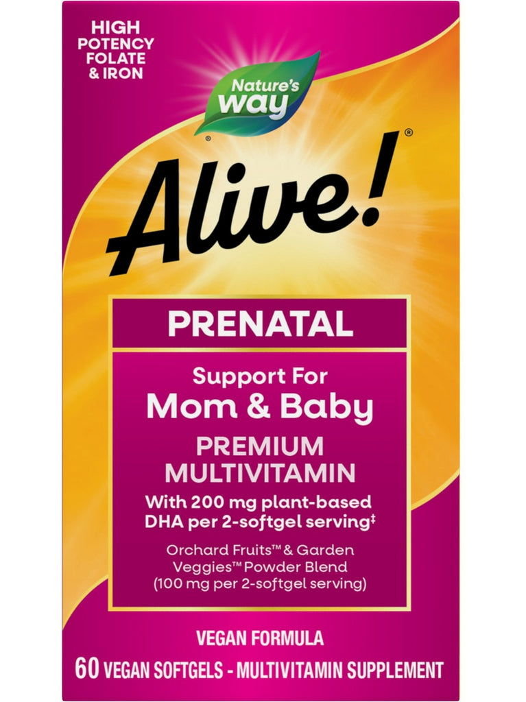 Nature's Way, Alive! Prenatal Premium Multivitamin, 60 Vegan Softgels