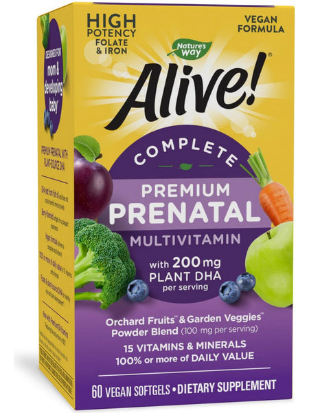 Nature's Way, Alive!® Complete Prenatal Multi, 60 vegetarian softgels