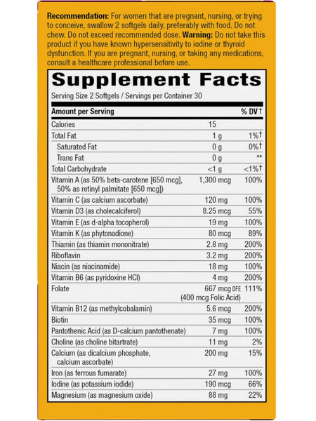 Nature's Way, Alive! Prenatal Premium Multivitamin, 60 Vegan Softgels