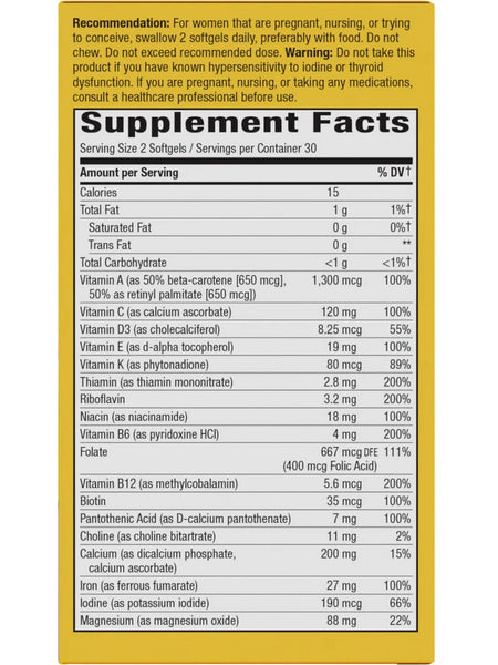 Nature's Way, Alive!® Complete Prenatal Multi, 60 vegetarian softgels