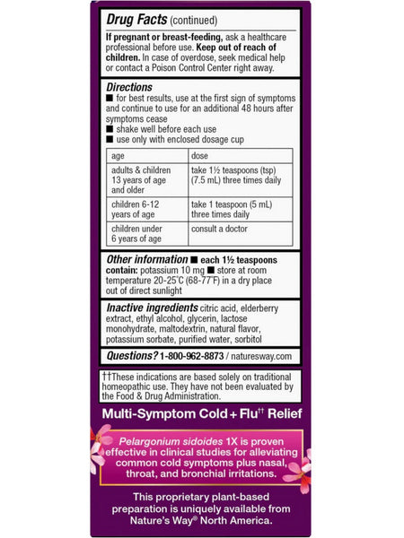 Nature's Way, Umcka Cold + Flu Relief Syrup, Berry, 4 fl oz