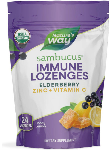 Nature's Way, Organic Sambucus Zinc Lozenges (Honey Lemon), 24 lozenges