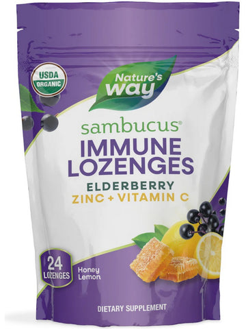 Nature's Way, Organic Sambucus Zinc Lozenges (Honey Lemon), 24 lozenges
