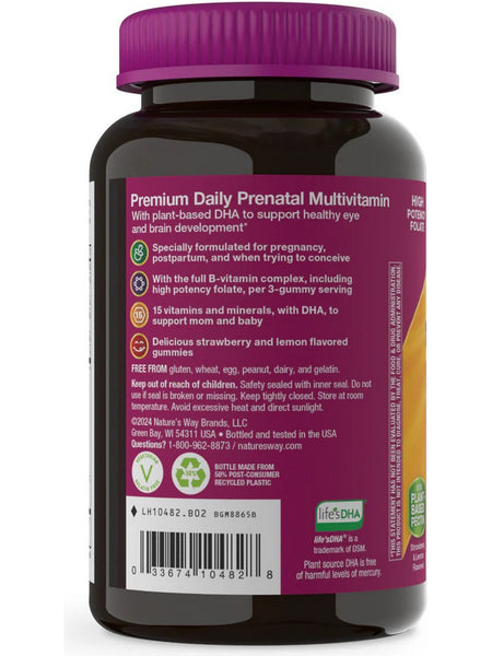 Nature's Way, Alive! Premium Gummy With Plant-Based DHA, Strawberry and Lemon, 75 Gummies