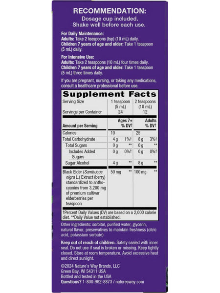 Nature's Way, Sambucus Zero Sugar Traditional Immune Syrup, Elderberry, 4 fl oz