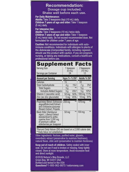 Nature's Way, Sambucus Immune Syrup, Elderberry, 4 fl oz