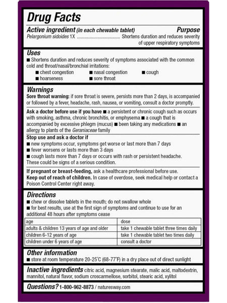 Nature's Way, Umcka Cold Relief Chewables, Cherry, 20 Tablets