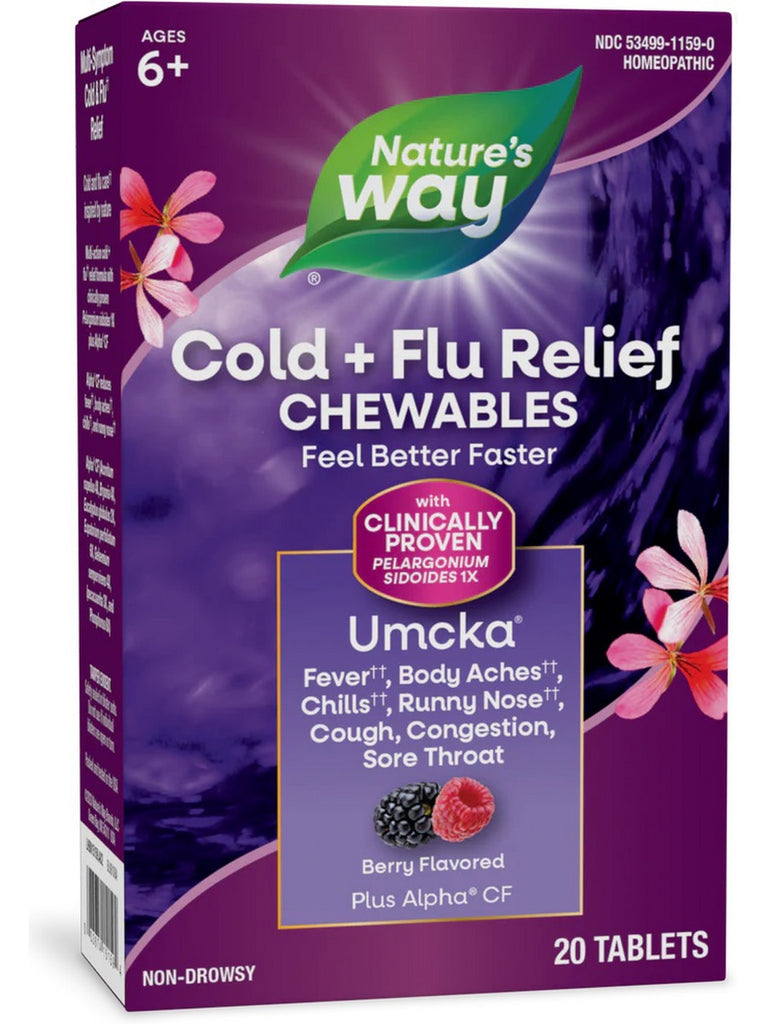 Nature's Way, Umcka® Cold+Flu Berry Chewable, 20 tablets