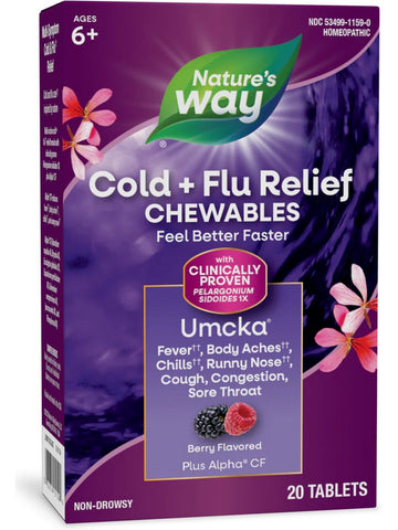 Nature's Way, Umcka® Cold+Flu Berry Chewable, 20 tablets