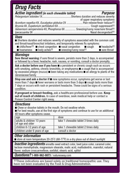 Nature's Way, Umcka Cold + Flu Relief Chewables, Berry, 20 Tablets