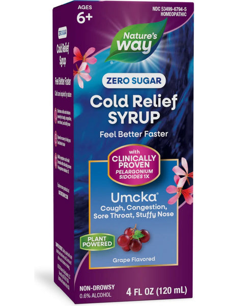 Nature's Way, Umcka® ColdCare Sugar-Free Grape Syrup, 4 fl oz