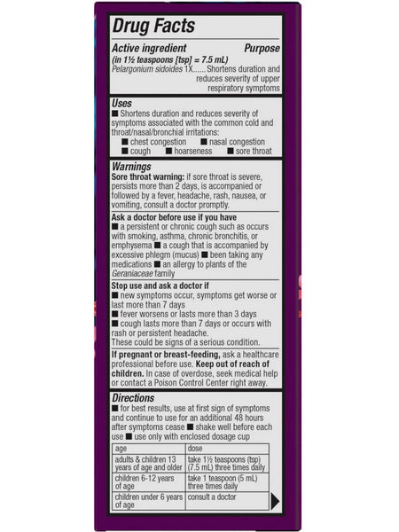 Nature's Way, Umcka Zero Sugar Cold Relief Syrup, Grape, 4 floz