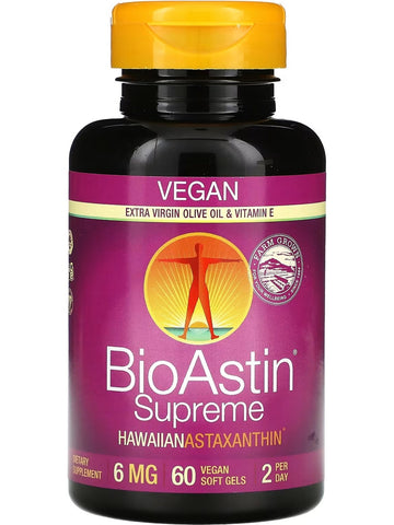 Nutrex Hawaii, BioAstin Supreme Hawaiian Astaxanthin, 6 mg, 60 Vegan Soft Gels