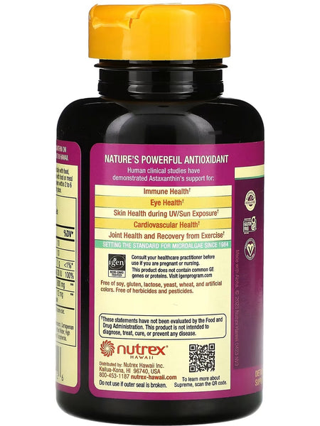 Nutrex Hawaii, BioAstin Supreme Hawaiian Astaxanthin, 6 mg, 60 Vegan Soft Gels
