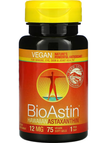 Nutrex Hawaii, BioAstin Hawaiian Astaxanthin, 12 mg, 75 Vegan Soft Gels