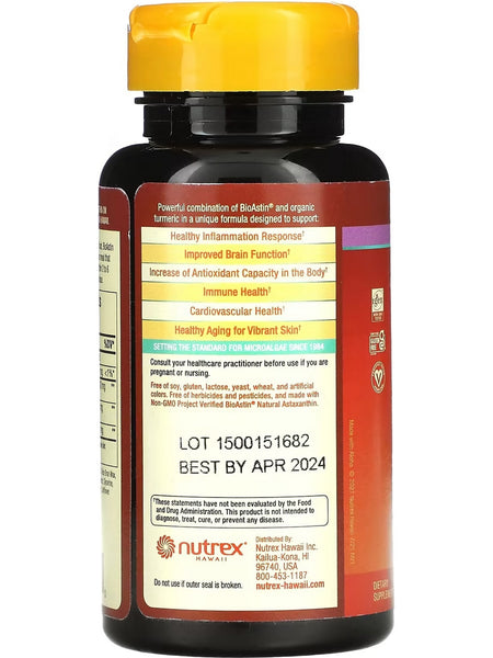 Nutrex Hawaii, TurmericAstin Astaxanthin, 6 mg, 30 Vegan Soft Gels
