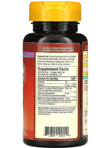 Nutrex Hawaii, TurmericAstin Astaxanthin, 6 mg, 30 Vegan Soft Gels