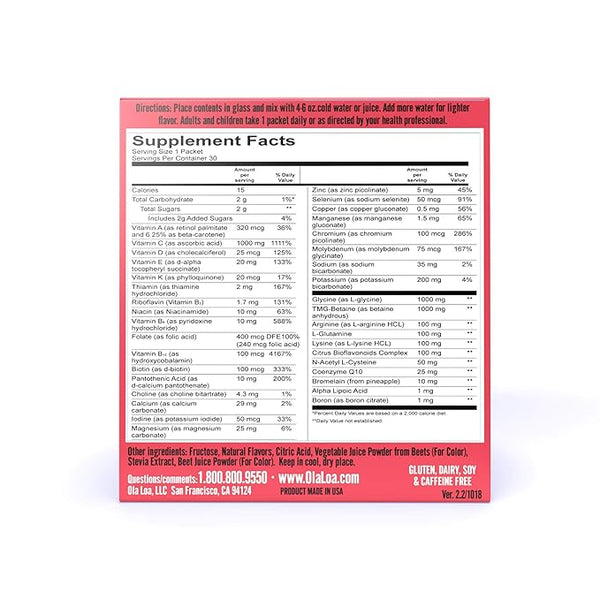 Ola Loa, Energy Drink, Cran-Raspberry, 30 Packets