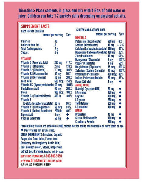 Ola Loa, Kids Multi Drink, Cran-Raspberry, 30 Packets