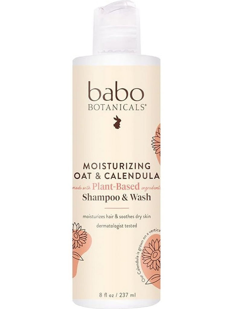 Babo Botanicals, Moisturizing Shampoo and Wash, Oat and Calendula, 8 fl oz