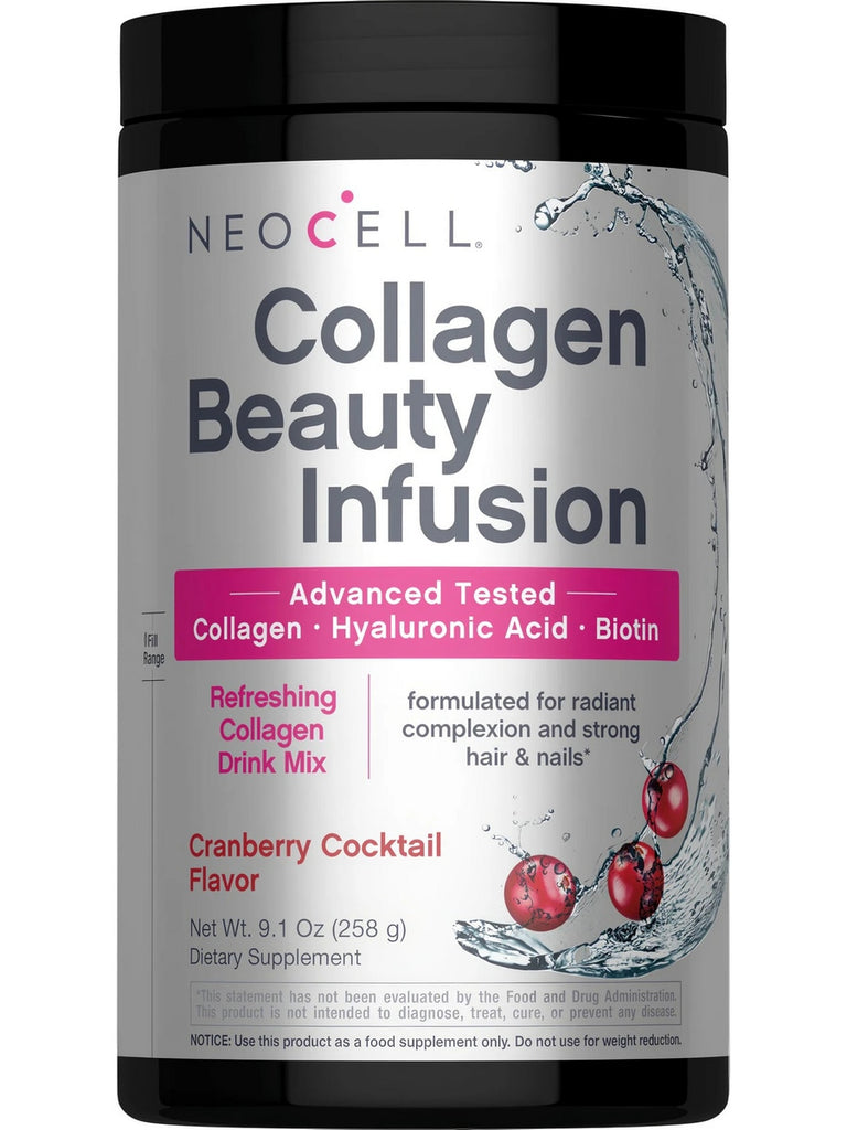 NeoCell, Collagen Beauty Infusion with Hyaluronic Acid + Biotin, Cranberry Cocktail, 9.1 oz