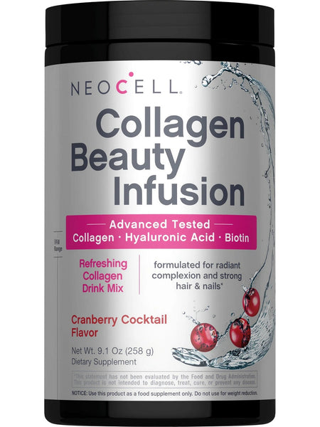 NeoCell, Collagen Beauty Infusion with Hyaluronic Acid + Biotin, Cranberry Cocktail, 9.1 oz