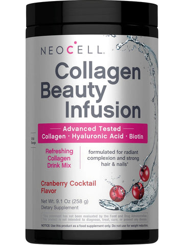 NeoCell, Collagen Beauty Infusion with Hyaluronic Acid + Biotin, Cranberry Cocktail, 9.1 oz