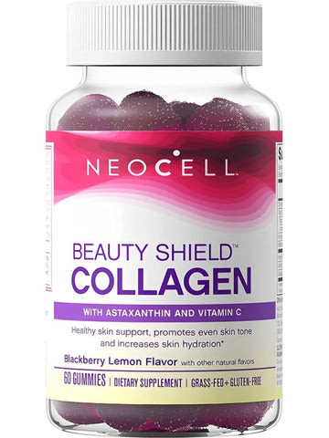 NeoCell, Beauty Shield Collagen Gummies, Blackberry Lemon Flavor, 60 Gummies