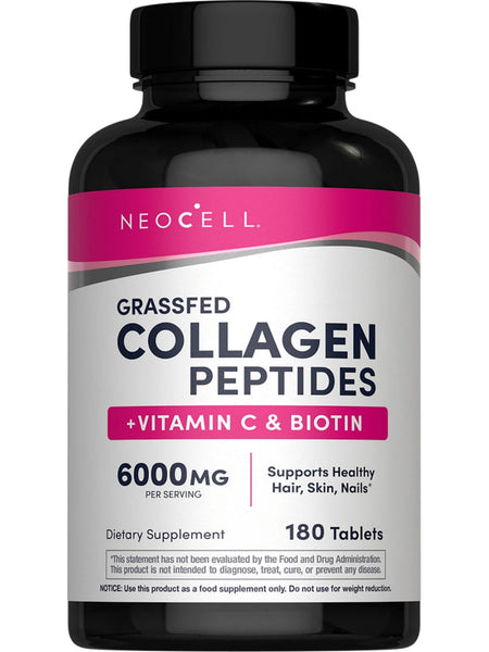 NeoCell, Grassfed Collagen Peptides + Vitamin C and Biotin, 180 Tablets